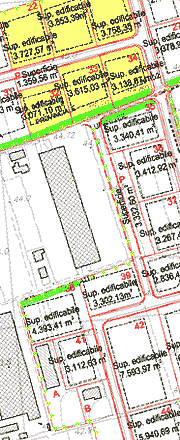 Disegno tecnico di un'area urbanizzata